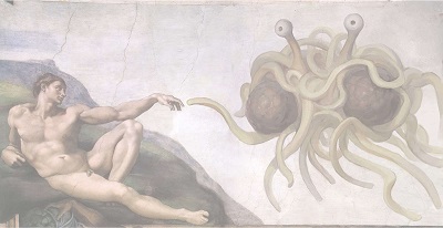 The FSM reaching out His Noodly Appendage to Adam